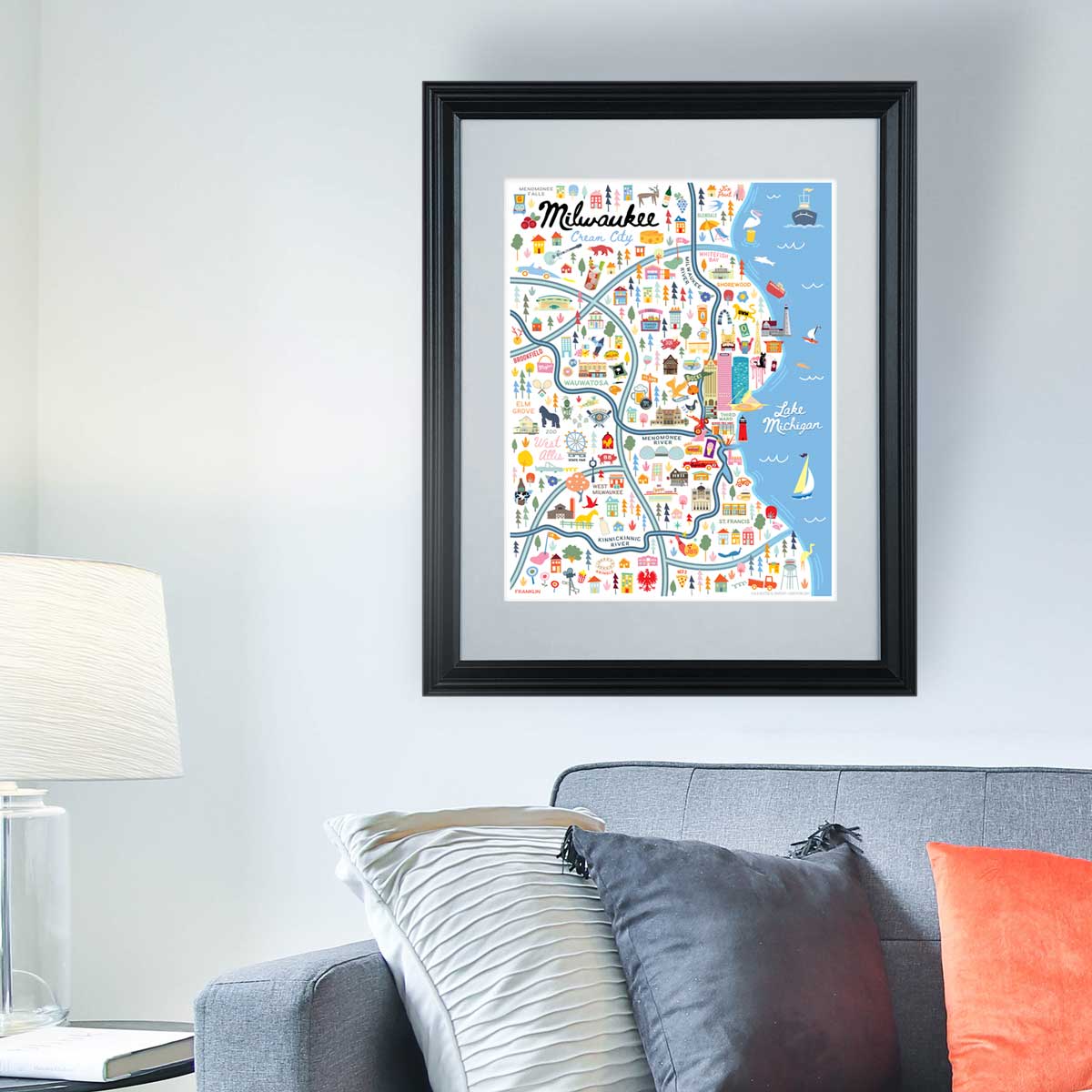 City of Milwaukee Wisconsin | Area Map Art Print - A. B. Newton and Company