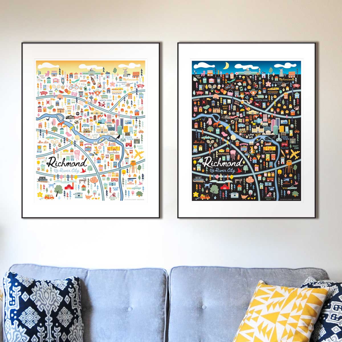 City of Richmond Virginia | Area Map Art Print - A. B. Newton and Company