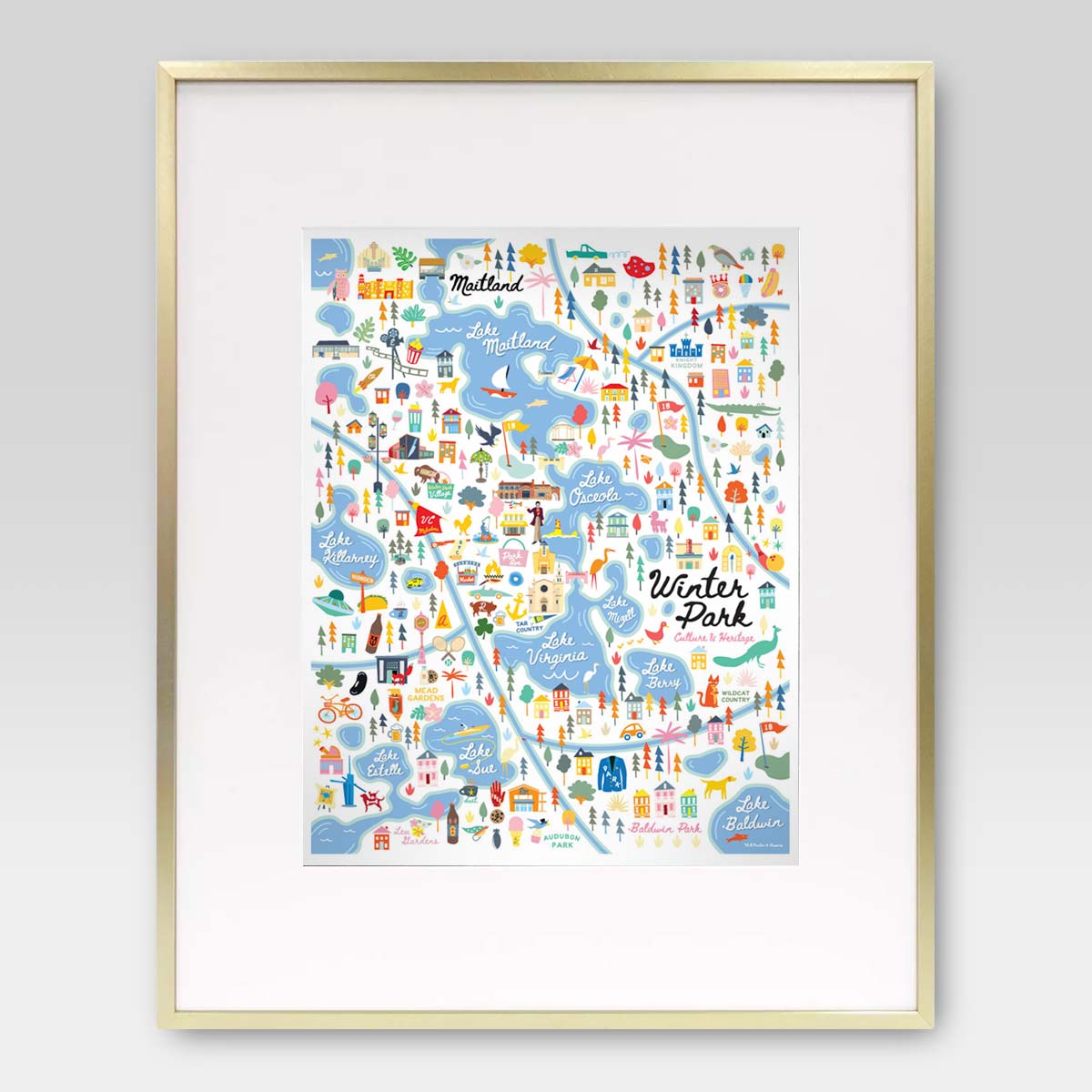 Winter Park Florida Area Map Art Print - A. B. Newton and Company