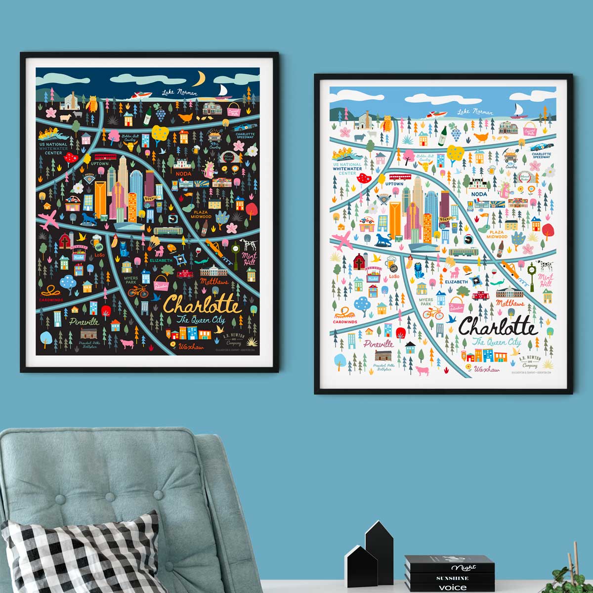 City of Charlotte North Carolina | Area Map Art Print - A. B. Newton and Company