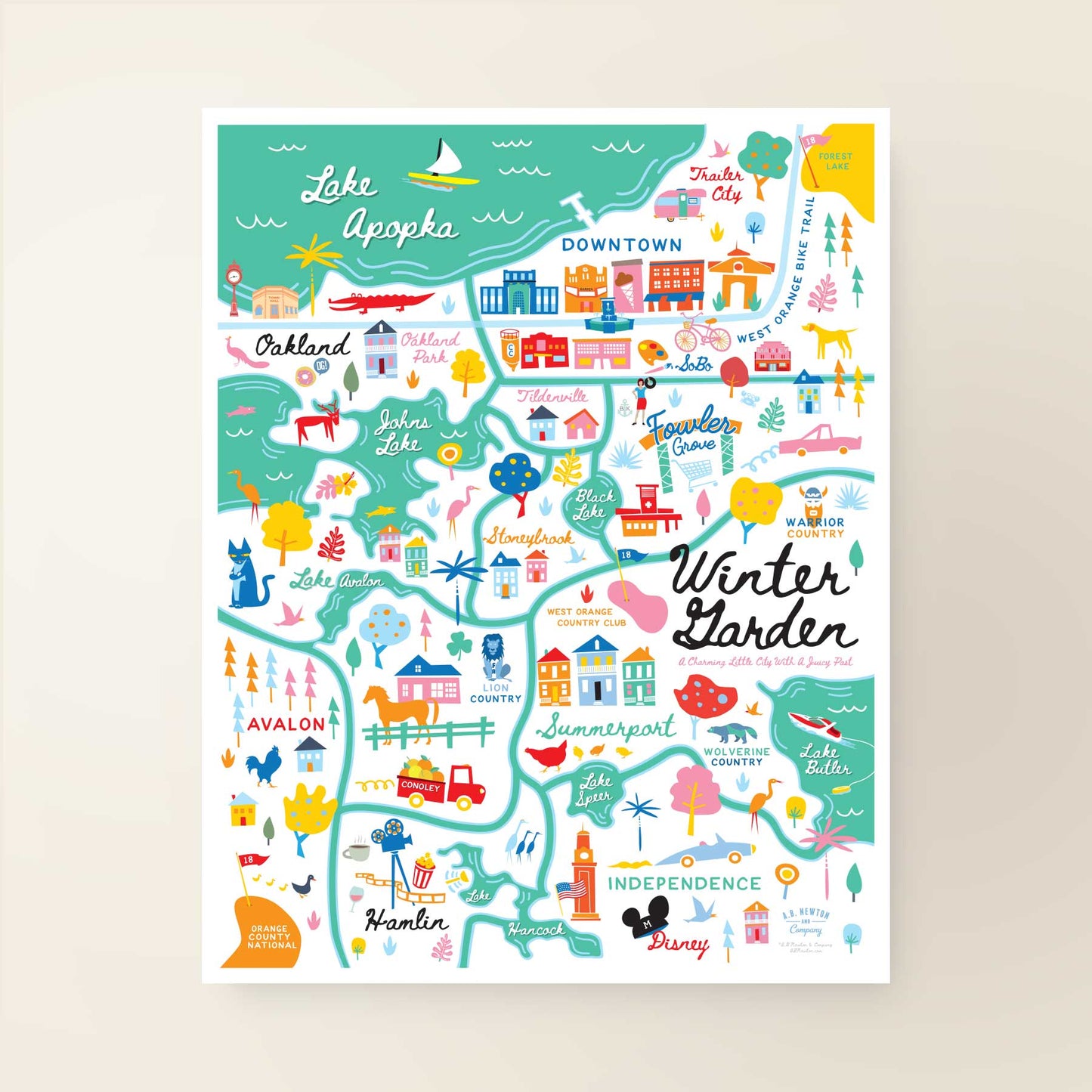 WINTER GARDEN, FL | City Series Map Art Print | 20x26 | Discontinued Size