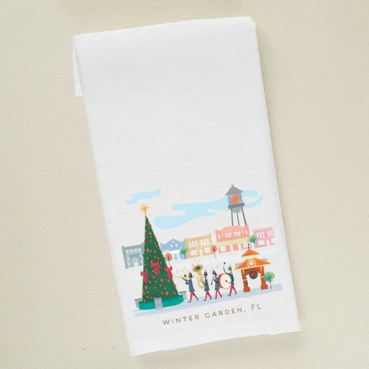 Winter Garden Christmas Cheer | Holiday Tea Towel