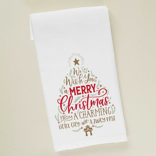 Merry Christmas from a Charming Little City | Holiday Tea Towel