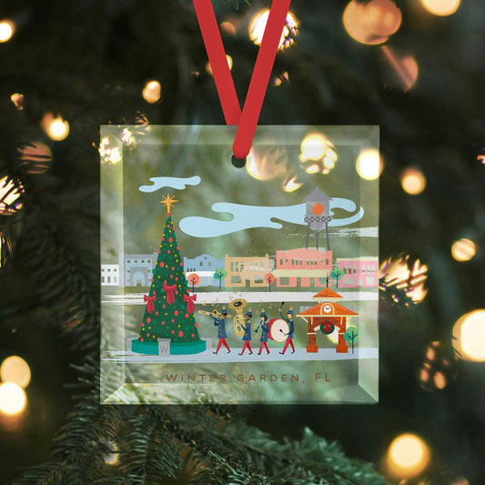 Winter Garden Christmas Cheer | Glass Holiday Ornament