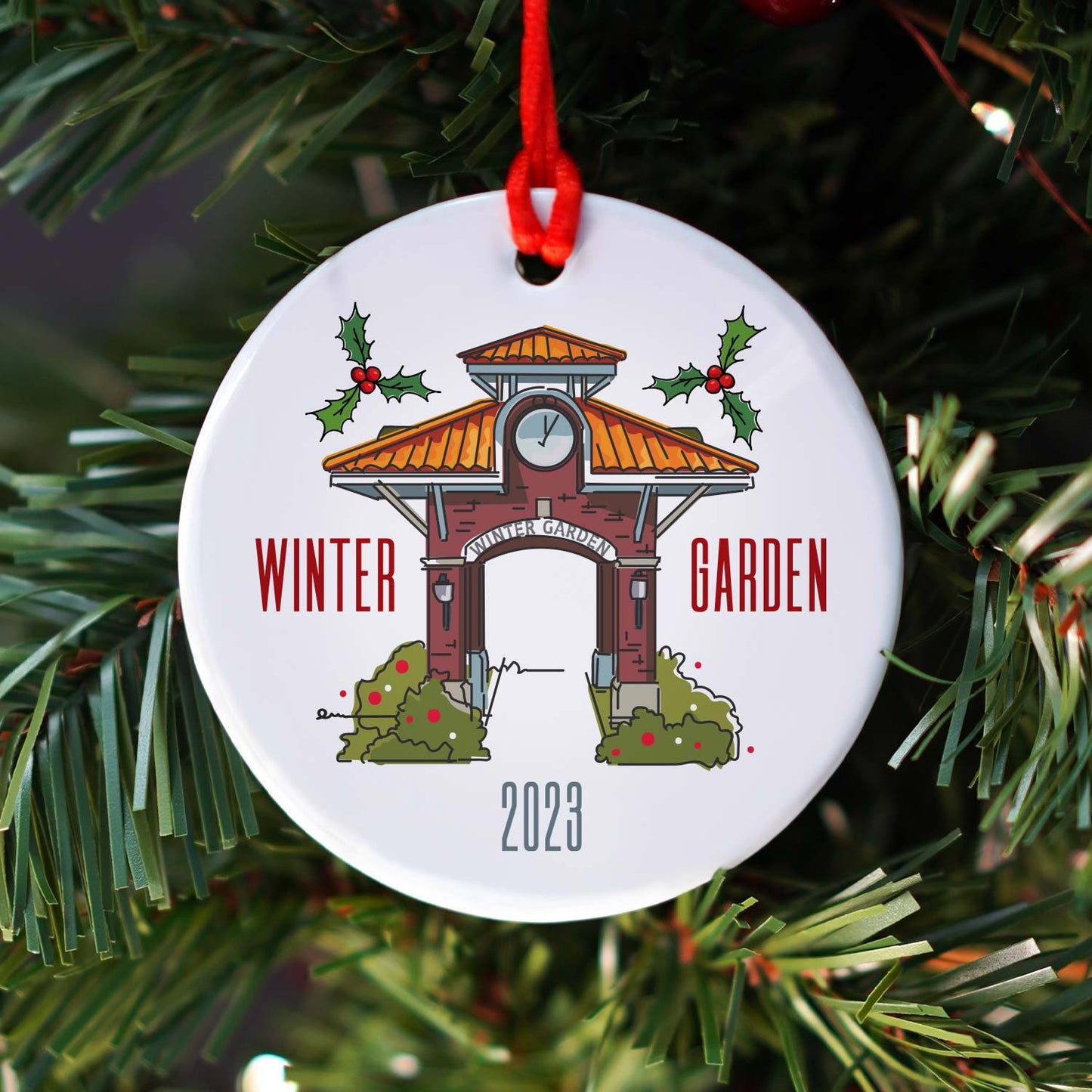 Winter Garden Clock Tower | Ceramic Holiday Ornament | Limited Edition