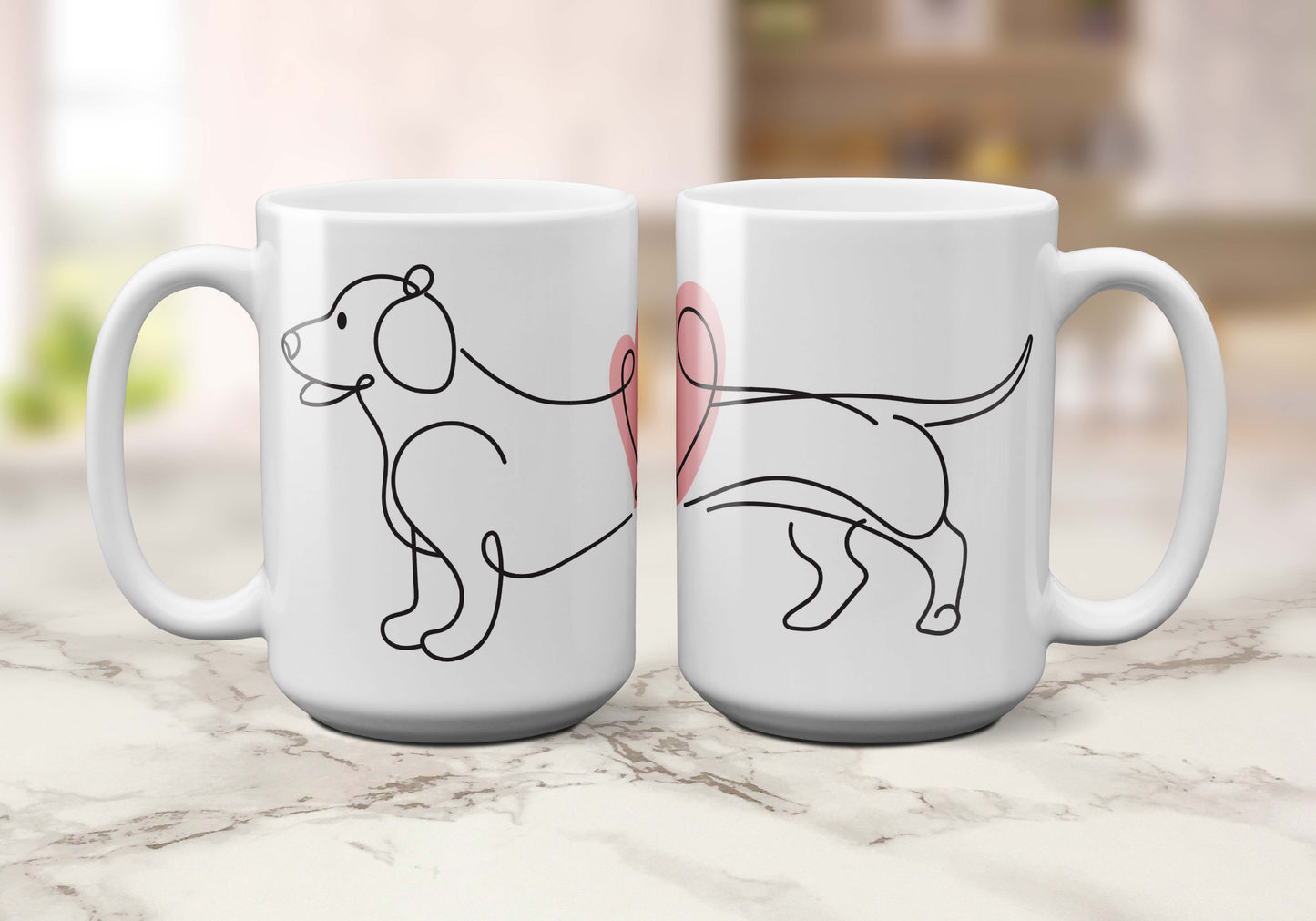 Dachshund Love | Pink Heart | Valentine's Day Coffee Mug