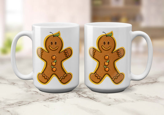 Orange Gingerbread Man | 15oz Holiday Coffee Mug