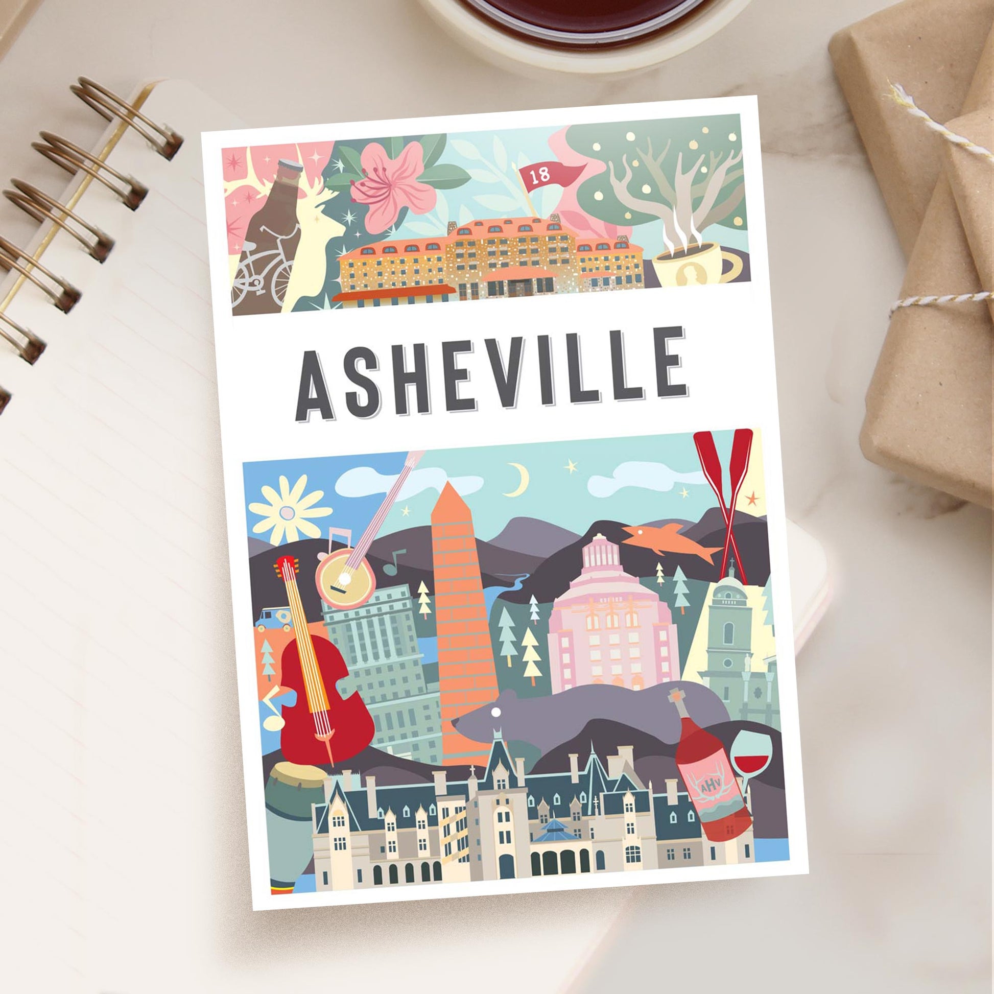 Asheville NC 5x7 Montage Series Postcard - A. B. Newton and Company