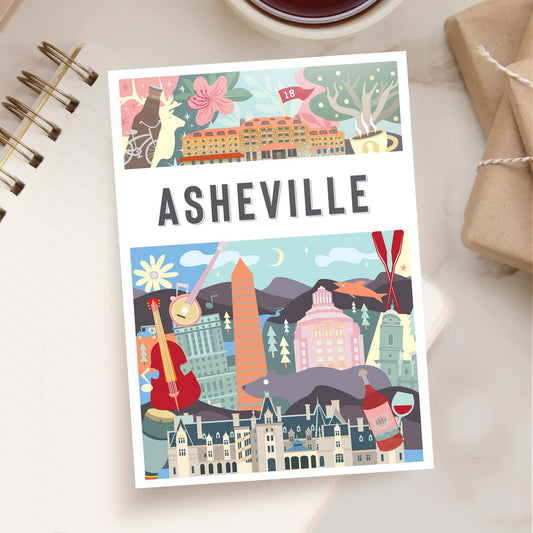 Asheville NC 5x7 Montage Series Postcard