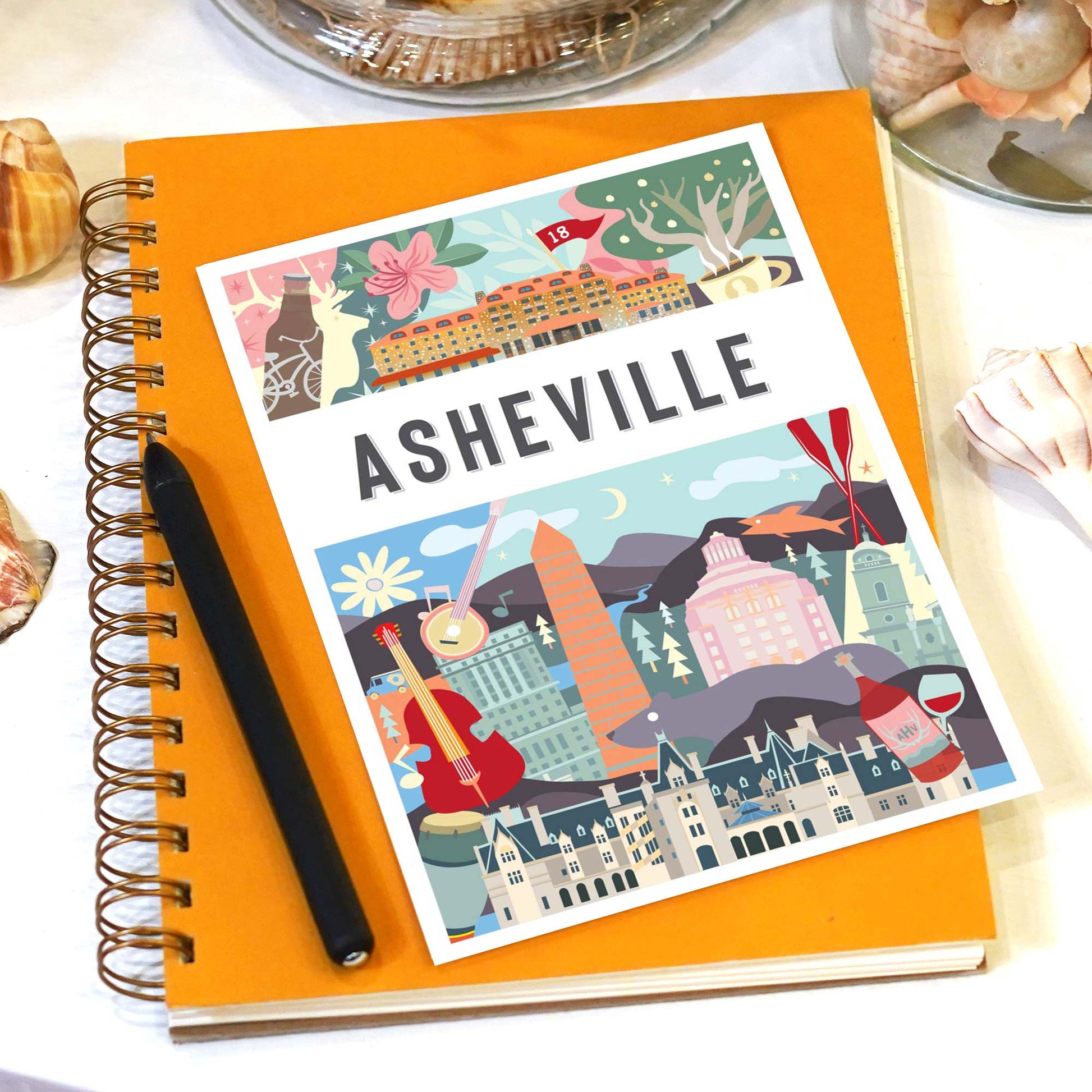 Asheville NC 5x7 Montage Series Postcard - A. B. Newton and Company