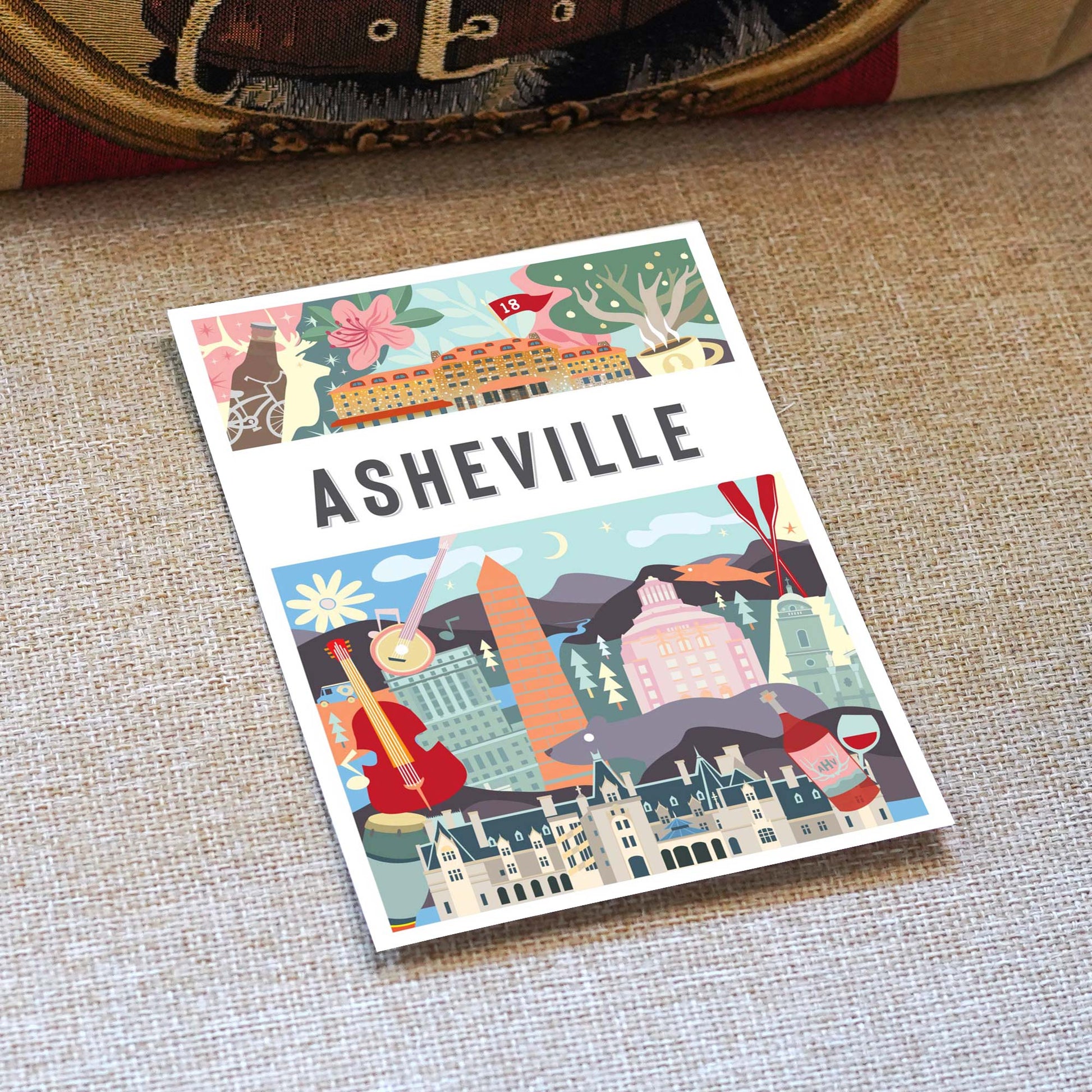 Asheville NC 5x7 Montage Series Postcard - A. B. Newton and Company