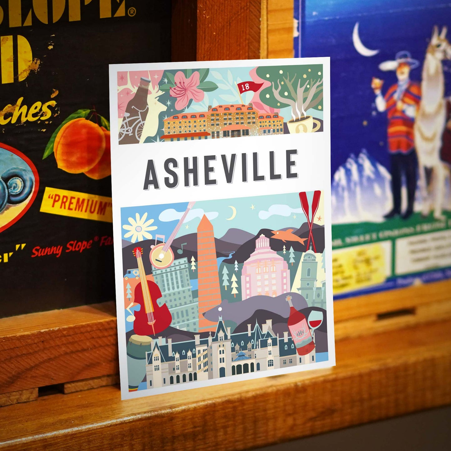 Asheville NC 5x7 Montage Series Postcard - A. B. Newton and Company