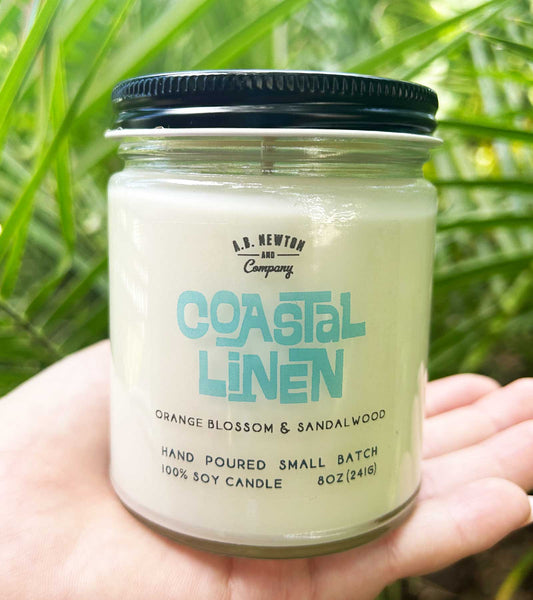 Coastal Linen | 8oz Soy Candle | Hand Poured