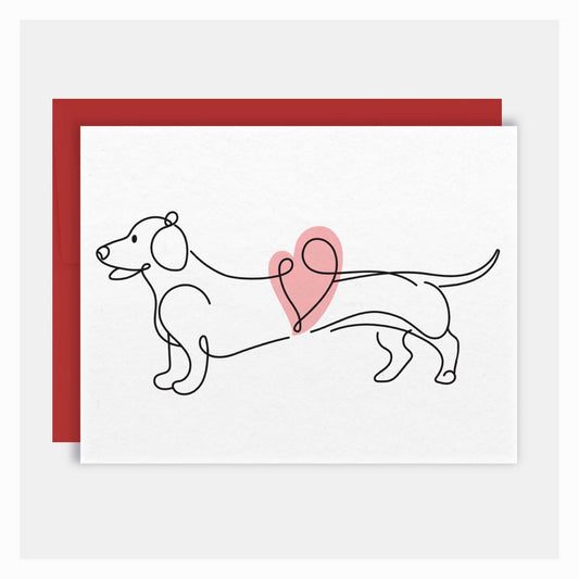 Dachshund Love | Pink Heart | Valentine's Day Greeting Card