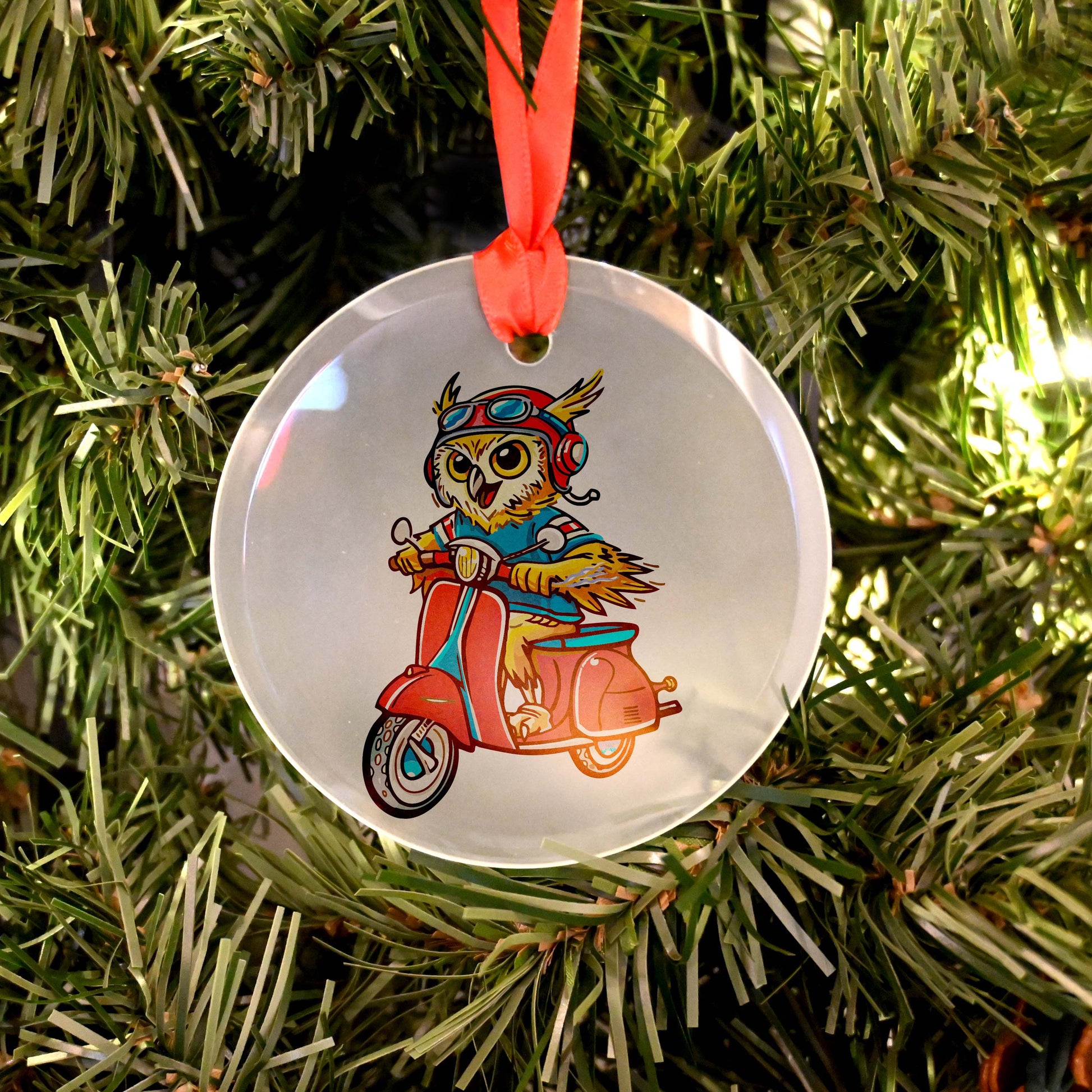 FAU Owl Scooter | Glass Holiday Ornament - A. B. Newton and Company