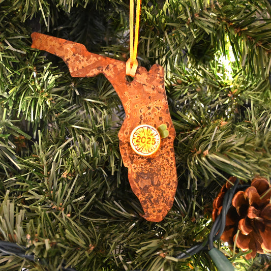 Rusty State of Florida – 2025 Edition | Handmade Ornament | Limited Edition