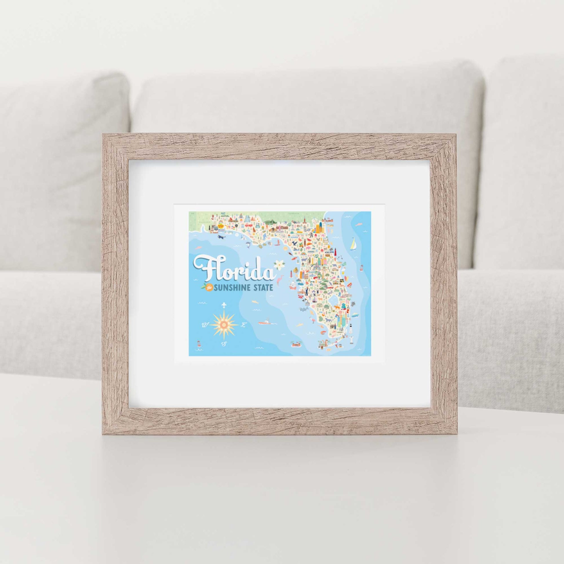 Florida Sunshine State | Map Poster, Landmark Guide & Sticker