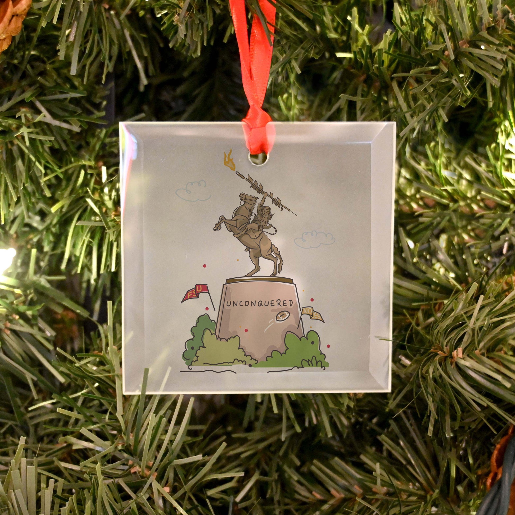 FSU Unconquered Statue | Glass Holiday Ornament - A. B. Newton and Company