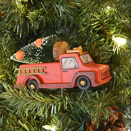 Winter Garden Classic Red Fire Engine 2.0 | Handmade Ornament | Limited Edition