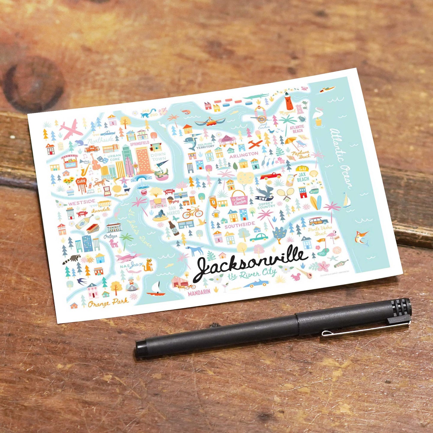 Jacksonville FL 5x7 City Series Postcard - A. B. Newton and Company