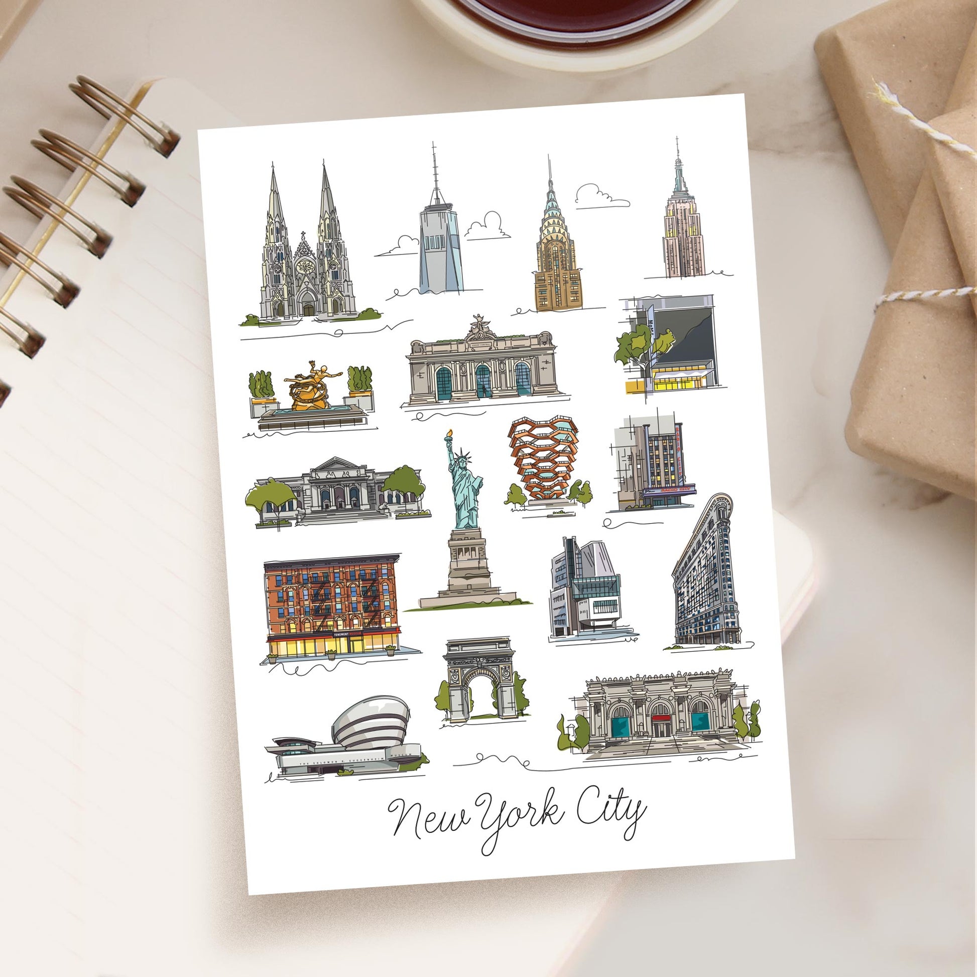 New York City NYC Collage  5x7 Landmark Series Postcard - A. B. Newton and Company
