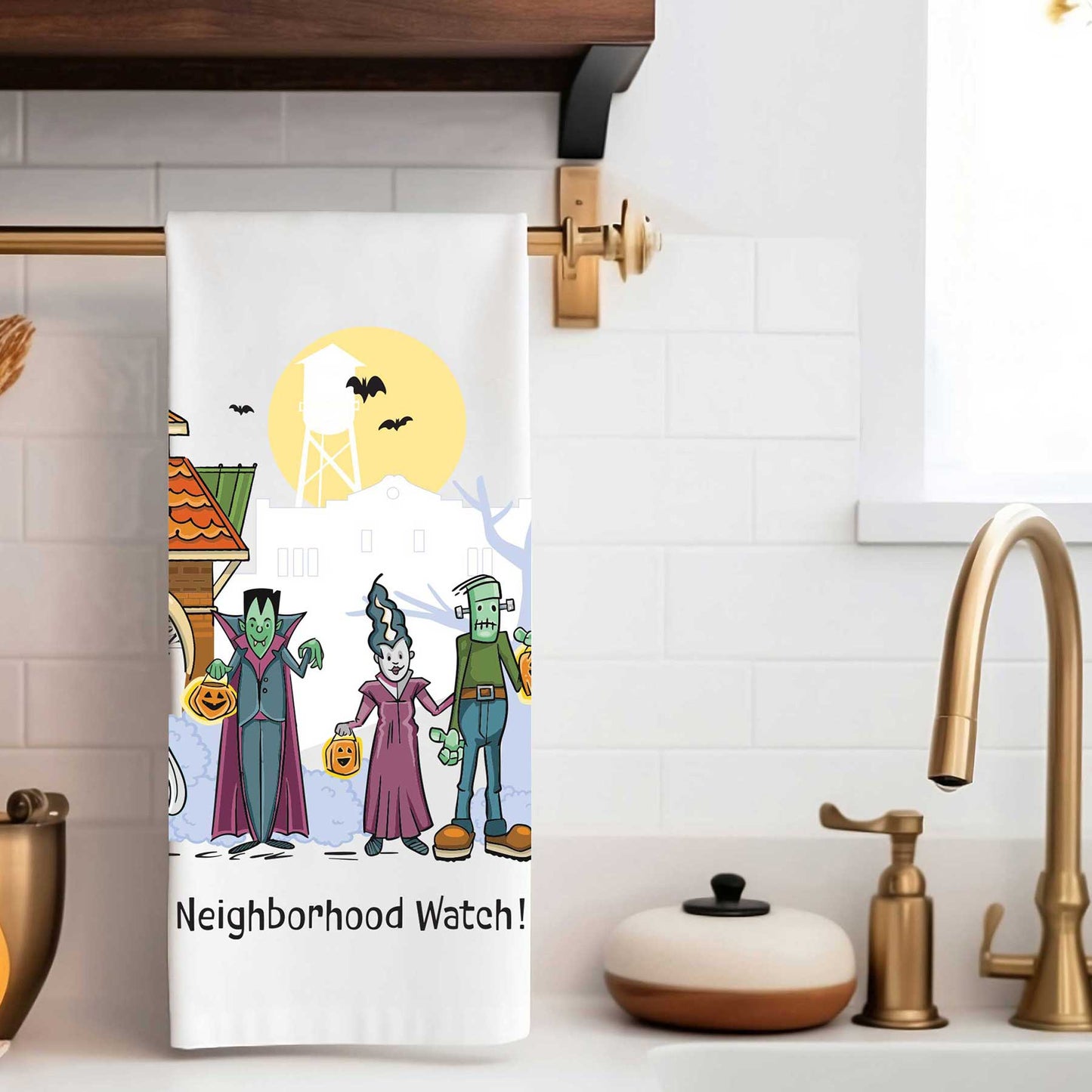 Neighborhood Watch | Halloween Tea Towel