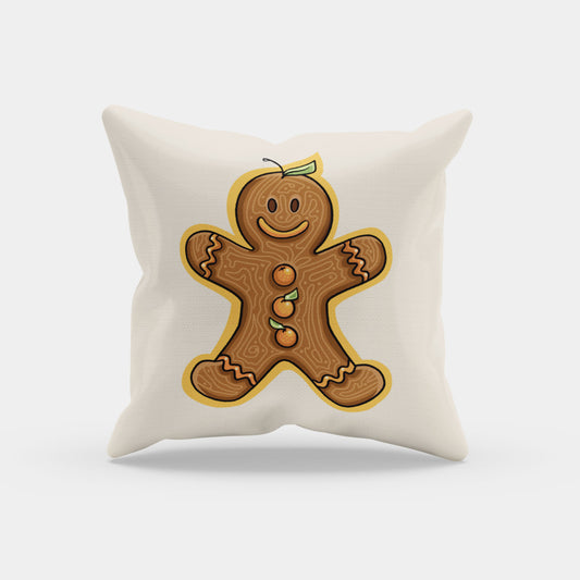 Orange Gingerbread Man | Christmas Throw Pillow