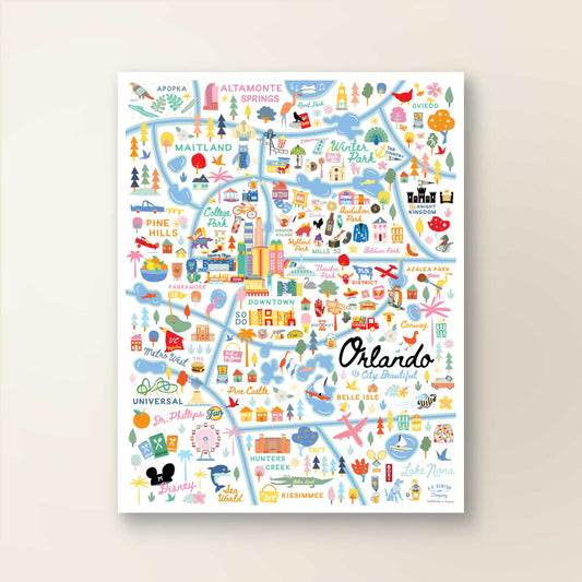 ORLANDO, FL | City Series Map Art Print