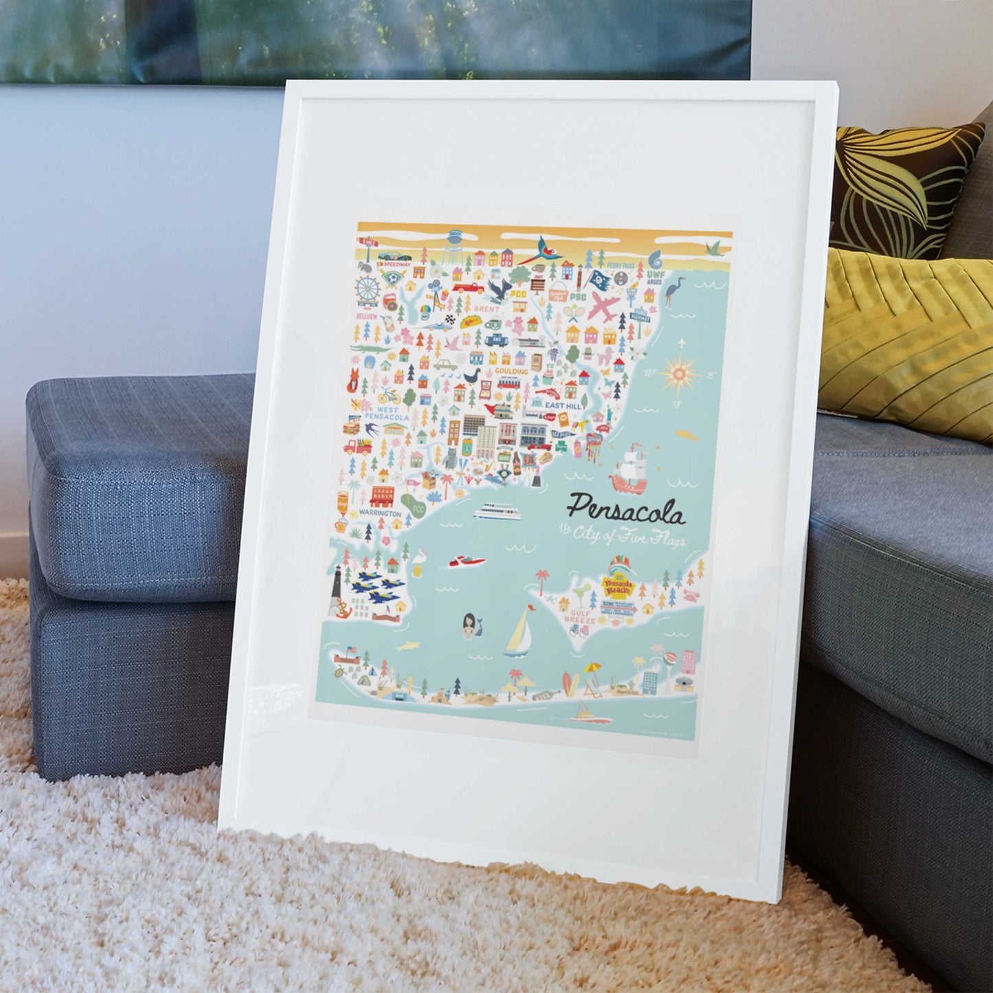 PENSACOLA, FL | City Series Map Art Print