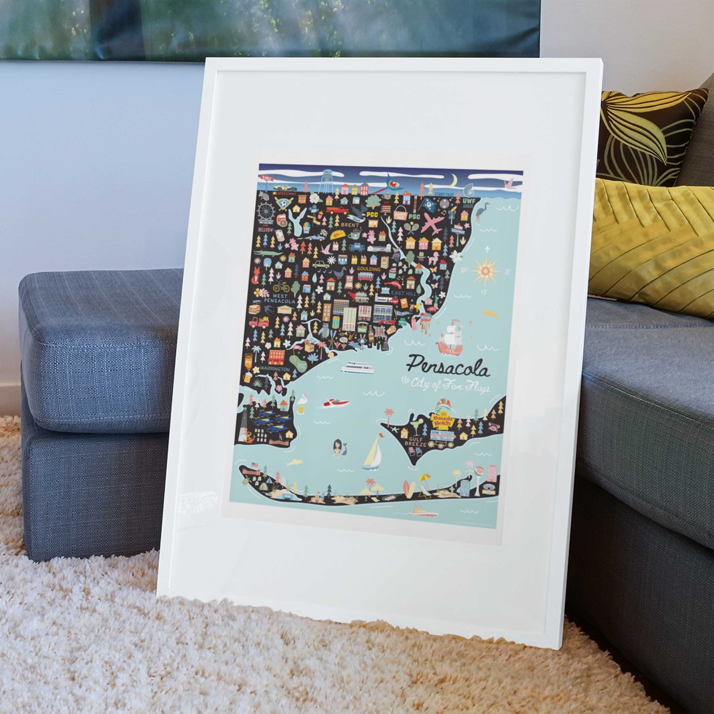 PENSACOLA, FL | City Series Map Art Print