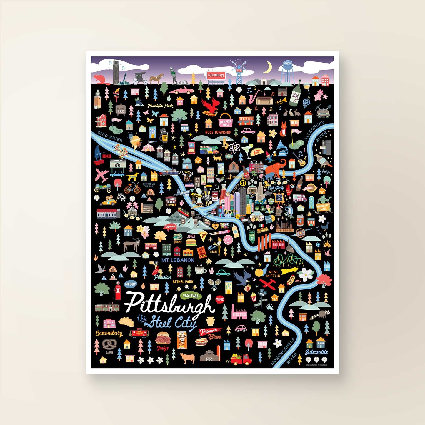 PITTSBURGH PA | City Series Map Art Print
