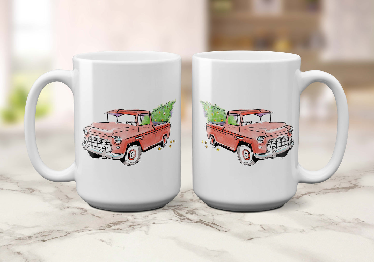 Jolly Red Truck | 15oz Holiday Coffee Mug