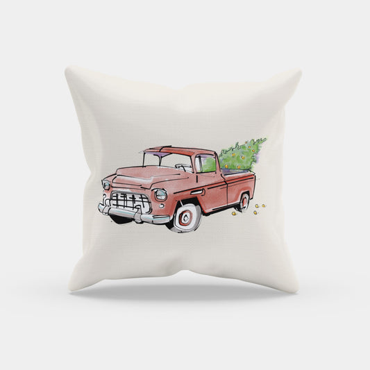 Jolly Red Truck | Christmas Throw Pillow