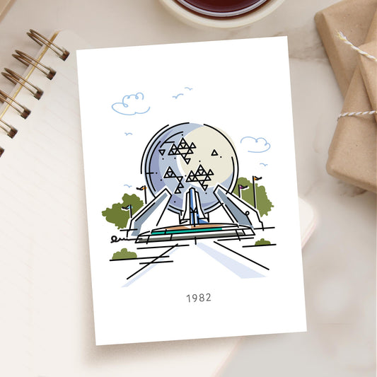 Spaceship Globe 1982 Postcard | 5x7 | Theme Park Series