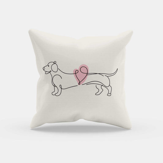 Dachshund Love | Pink Heart | Valentine's Day Throw Pillow