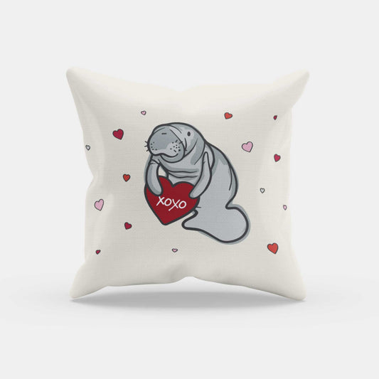 Love You Lots Manatee | Valentine's Day Throw Pillow