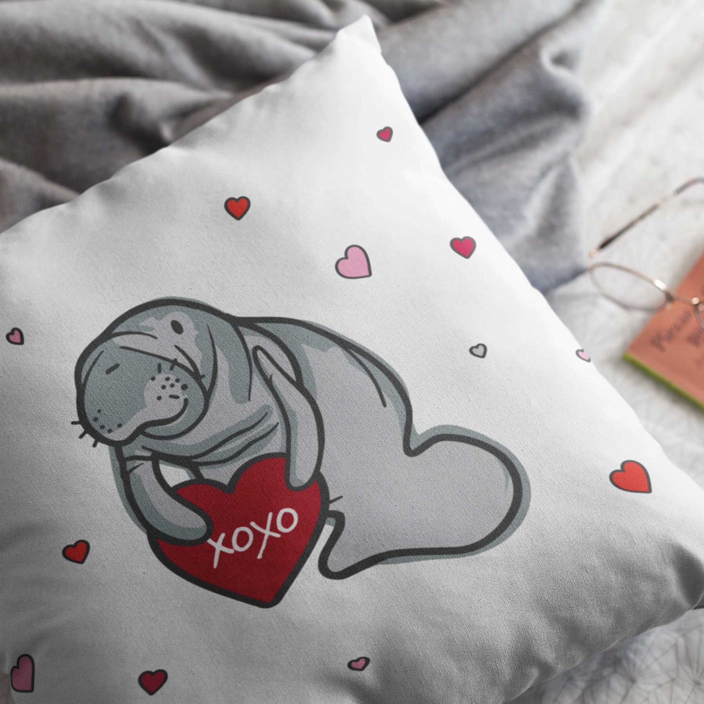 Love You Lots Manatee | Valentine's Day Throw Pillow