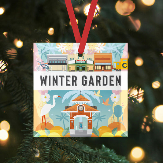 Winter Garden Montage | Glass Holiday Ornament