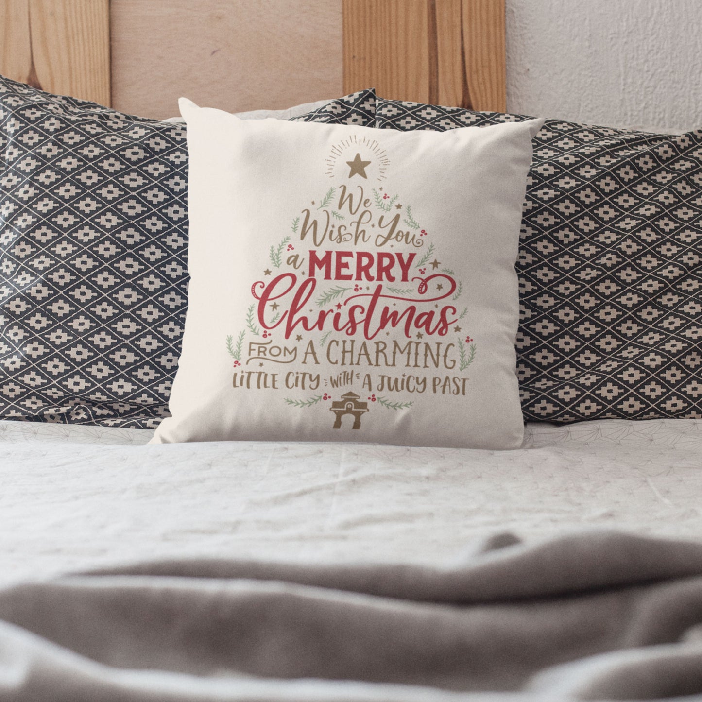 Merry Christmas from a Charming Little City | Christmas Throw Pillow