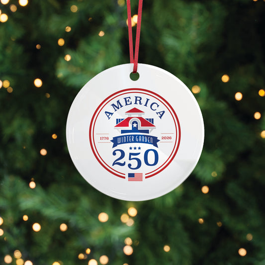 America 250th Inspired Round Ceramic Ornament