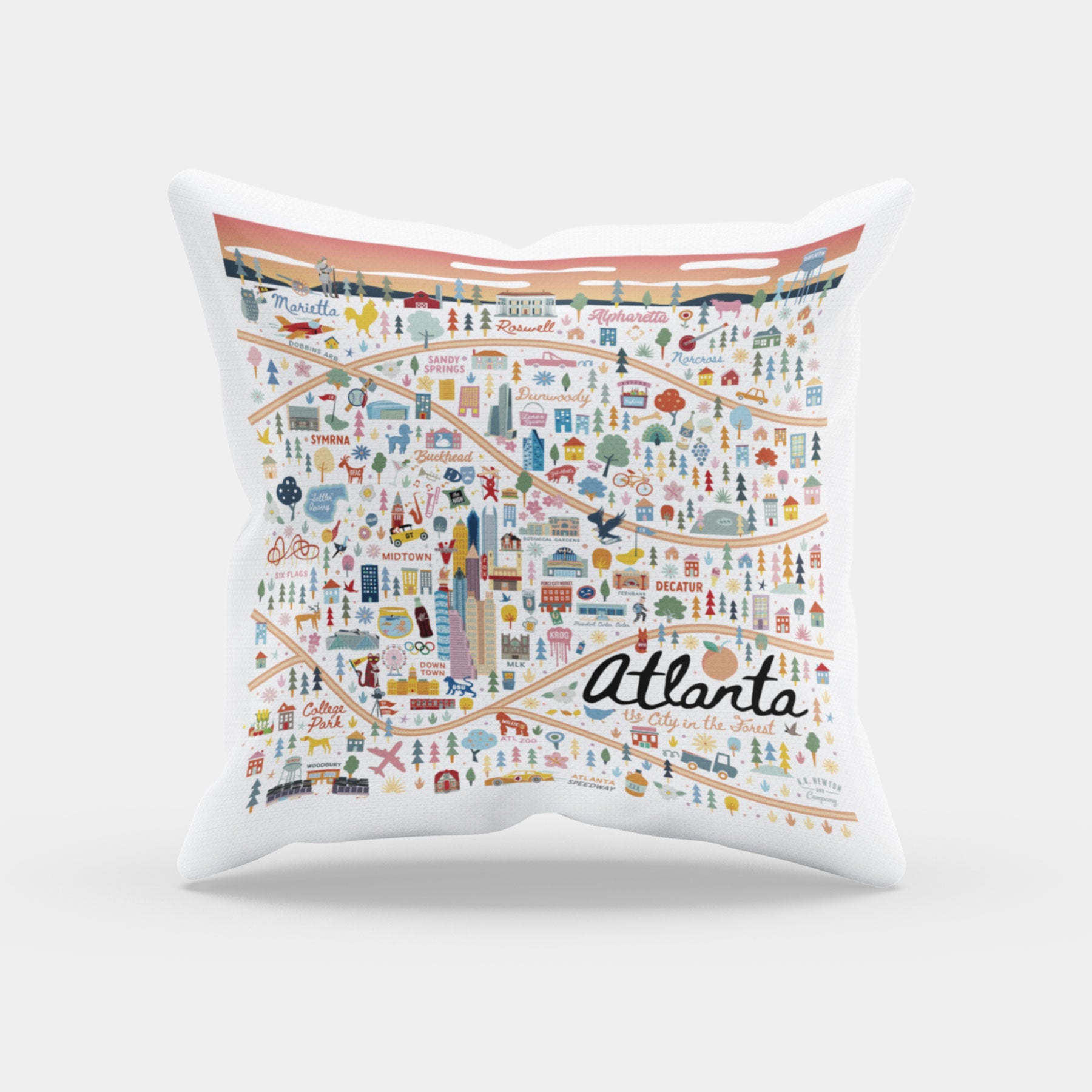 Atlanta, GA | City Series | Throw Pillow - A. B. Newton and Company