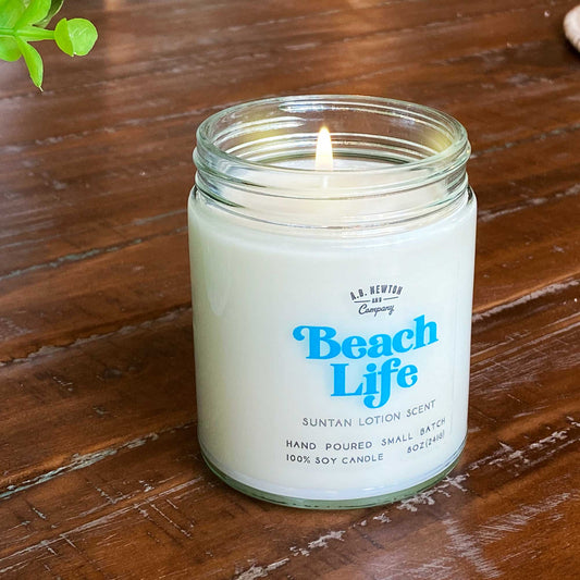 Beach Life Suntan Lotion Scented Soy Candle Hand Poured Small Batch