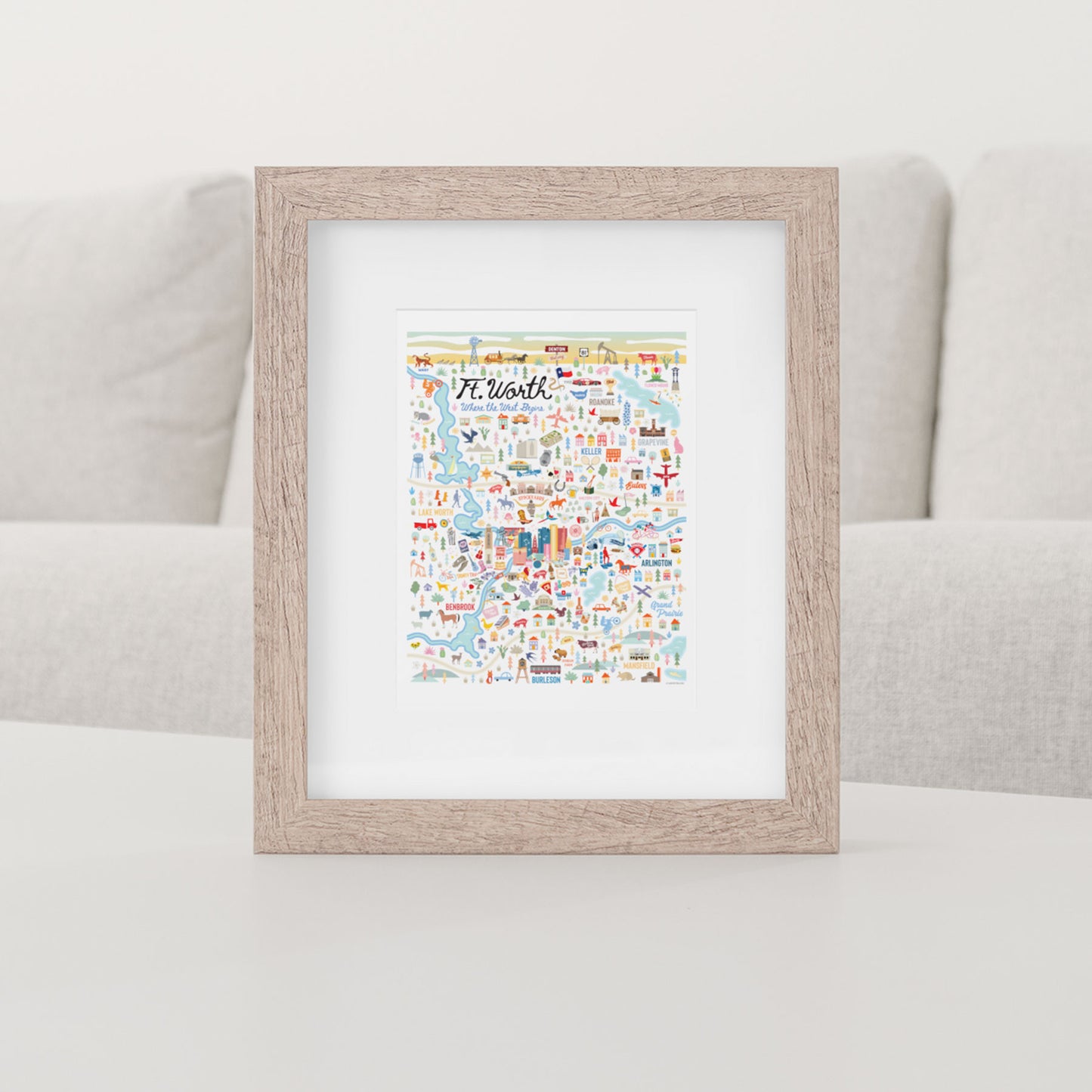 FT. WORTH, TX | City Series Map Art Print