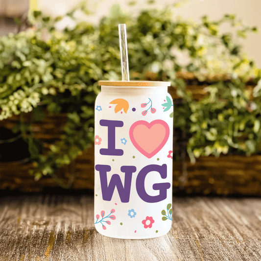 I Love Winter Garden | Clear 16 oz Glass with lid and straw