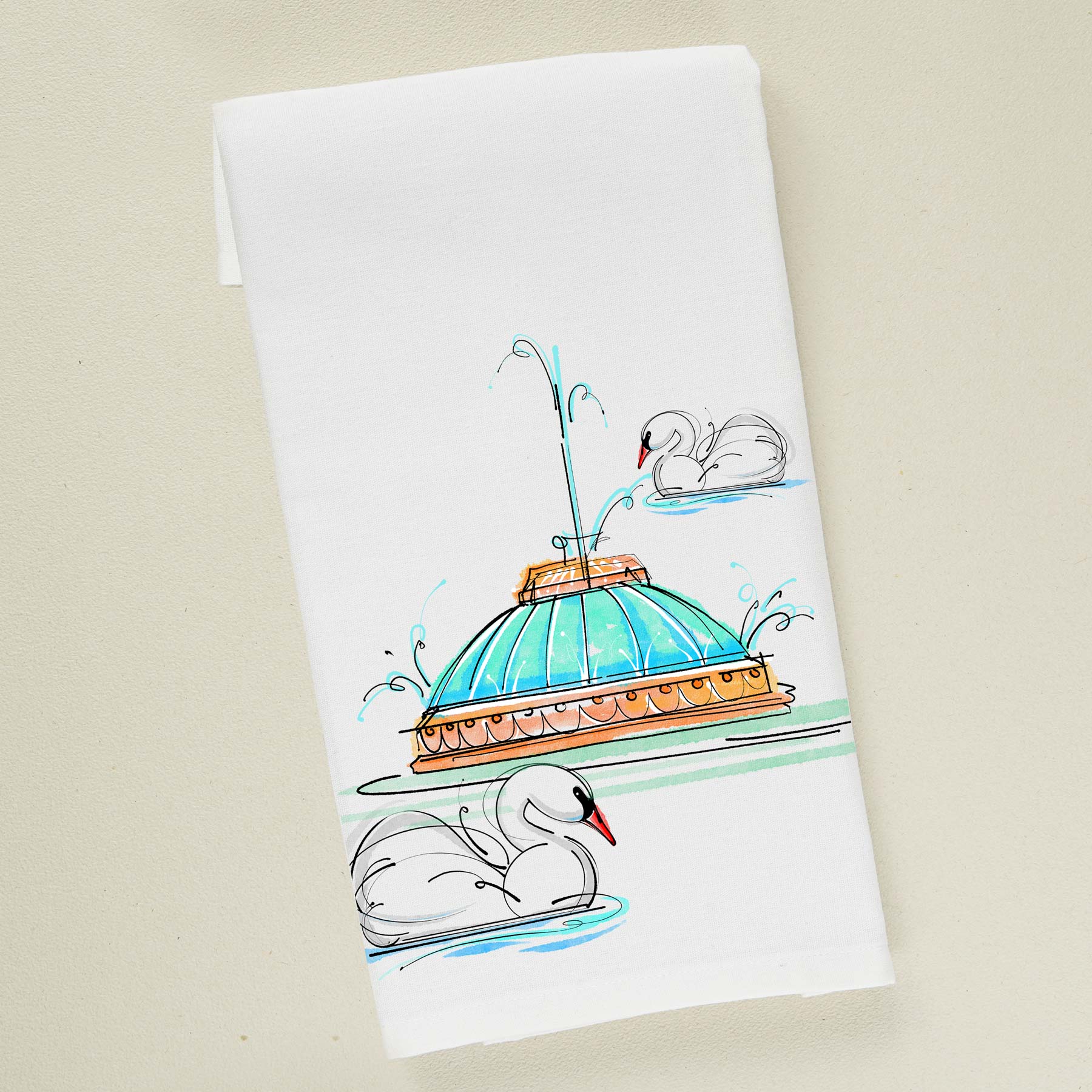 Lake Eola | Watercolor | Tea Towel - A. B. Newton and Company