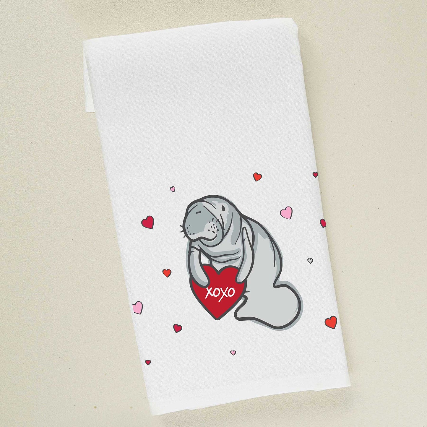 Love You Lots Manatee | Valentine's Day Tea Towel