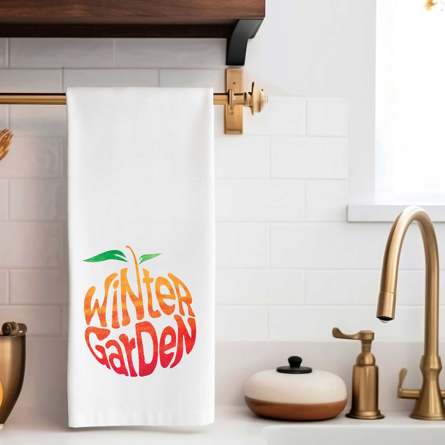 Winter Garden Orange | Tea Towel