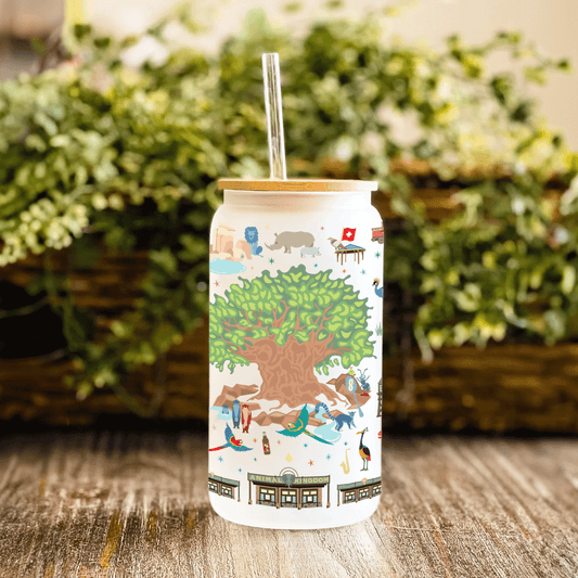 The Animal Tumbler | Frosted 16 oz Glass with lid and straw