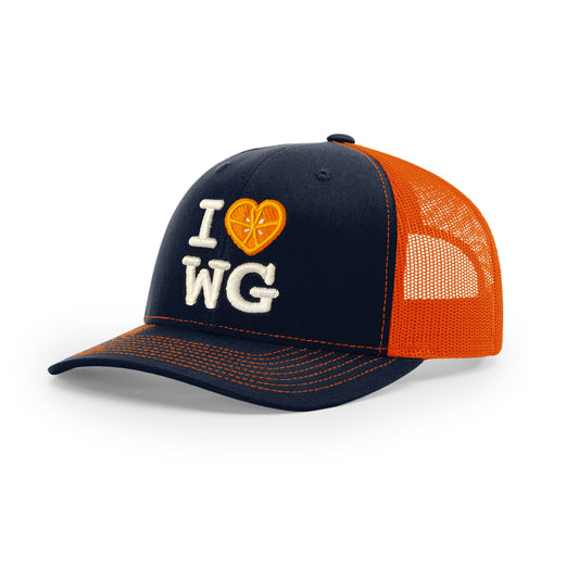 I Heart Winter Garden | Trucker Hat | Navy & Orange