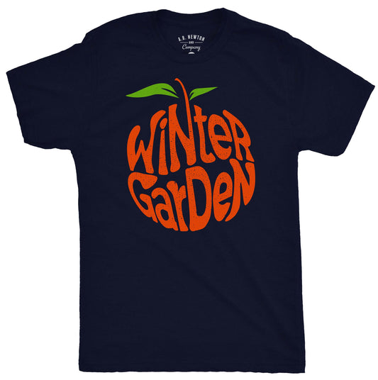 Winter Garden Orange T-Shirt | Navy